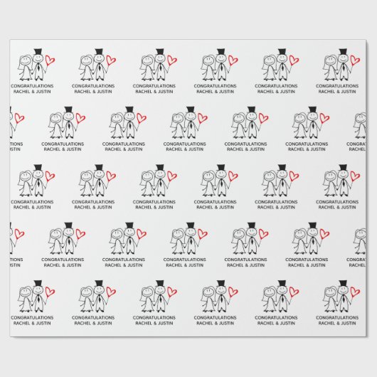 Bruid bruidegom Schattige paar Gefeliciteerd Cadeaupapier (Vlak)