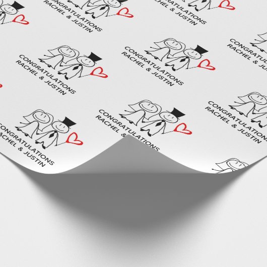 Bruid bruidegom Schattige paar Gefeliciteerd Cadeaupapier (Hoek)