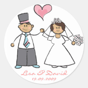 Bruid & bruidegom Schattige paar Mr. & Mrs. bruilo Ronde Sticker