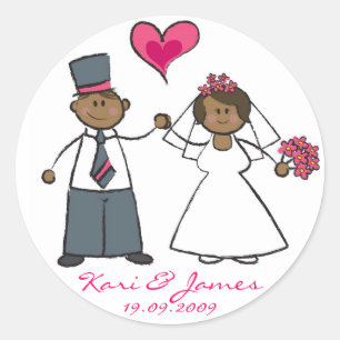 Bruid & bruidegom Schattige paar Mr. & Mrs. bruilo Ronde Sticker