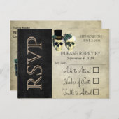 Bruid & bruidegom schedel Blauwgroen rustieke brui Uitnodiging Briefkaart (Voorkant / Achterkant)