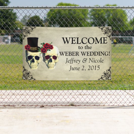 Bruid & bruidegom schedel bruiloft banner (Insitu)