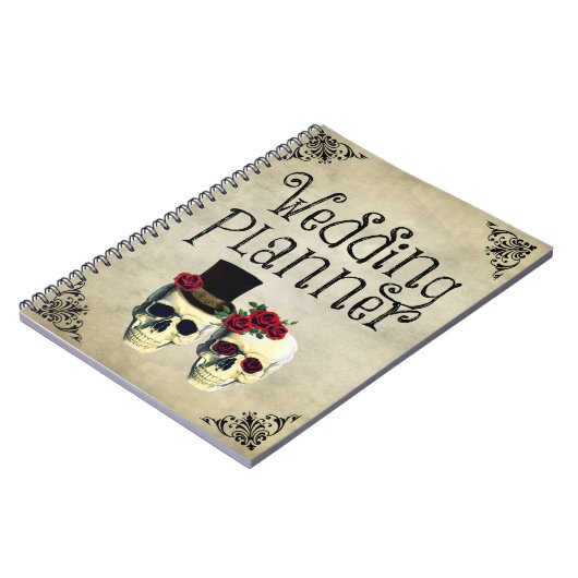 Bruid & bruidegom schedel bruiloft planner Notitie Notitieboek (Linkerzijde)