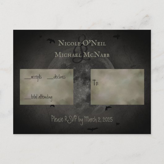 bruid & bruidegom schedel bruiloft RSVP Kaart (Achterkant)