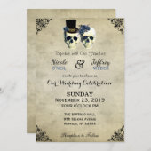 bruid & bruidegom schedel Gothic rustieke bruiloft Kaart (Voorkant / Achterkant)