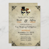 bruid & bruidegom schedel Gothic rustieke bruiloft Kaart (Voorkant / Achterkant)