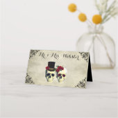 bruid & bruidegom schedel Gothic rustieke bruiloft Plaatskaartje (Achterkant)