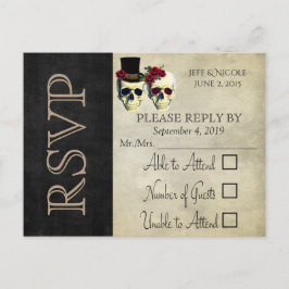 bruid & bruidegom schedel Gothic rustieke bruiloft Uitnodiging Briefkaart