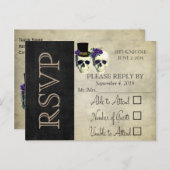 Bruid & bruidegom schedel lavendel rustieke bruilo uitnodiging briefkaart (Voorkant / Achterkant)