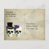 Bruid & bruidegom schedel lavendel rustieke bruilo uitnodiging briefkaart (Achterkant)