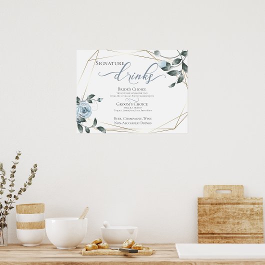 Bruid Bruidegom Signature Dranken Bar Menu Bord Poster (Keuken)