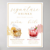 Bruid & Bruidegom Signature Dranken Waterverf Cock Poster (Voorkant)