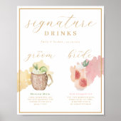 Bruid & Bruidegom Signature Drankjes Waterverf Coc Poster (Voorkant)