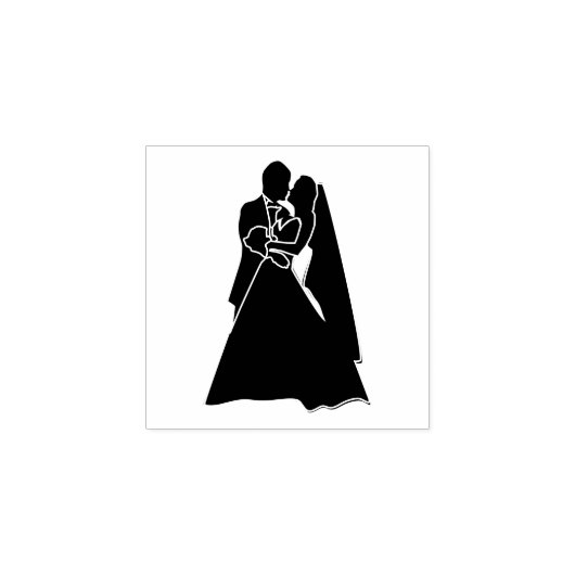 Bruid Bruidegom Silhouet Huwelijk Rubberstempel (Afrduk)