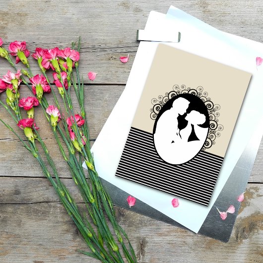 Bruid & Bruidegom Silhouetten Save the Date Kaarte