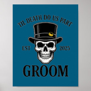 Bruid bruidegom skelet gotische halloween bruiloft poster
