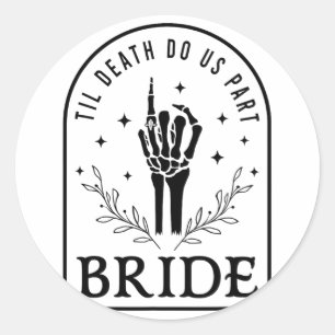 Bruid Bruidegom Skelet Gotische Halloween Verlovin Ronde Sticker