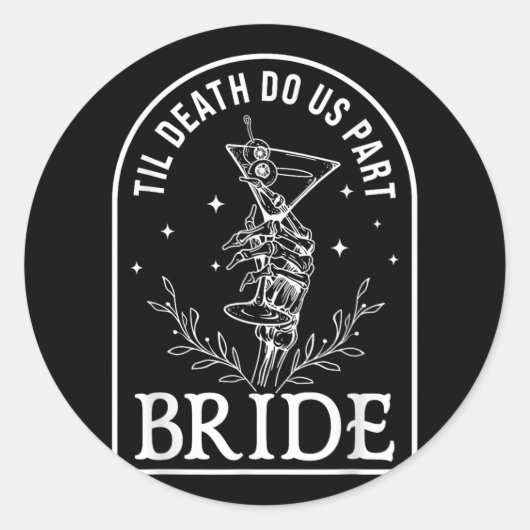 Bruid Bruidegom Skeleton Paar Matching Wedding Hal Ronde Sticker (Voorkant)