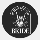 Bruid Bruidegom Skeleton Rock Hand Paren Trouwzaal Ronde Sticker (Voorkant)