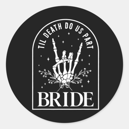 Bruid Bruidegom Skeleton Rock Hand Paren Trouwzaal Ronde Sticker (Voorkant)