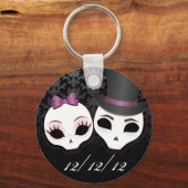 Bruid & Bruidegom Skullie (Paars) Sleutelhanger (Voorkant)