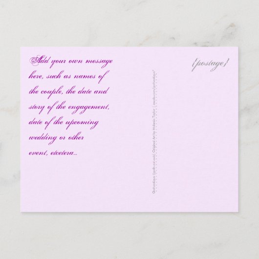 Bruid & Bruidegom Skullies (Violet) Bewaar de datu Aankondigingskaart (Achterkant)