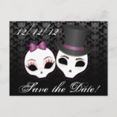 Bruid & Bruidegom Skullies (Violet) Bewaar de datu Aankondigingskaart (Voorkant)