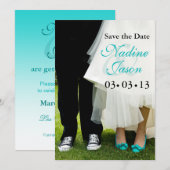 Bruid & Bruidegom Sneakers & Hoge Hakken Save the Date (Voorkant / Achterkant)