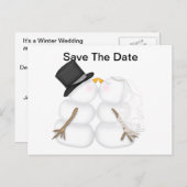 Bruid & Bruidegom Sneeuwman Aankondigingskaart (Voorkant / Achterkant)