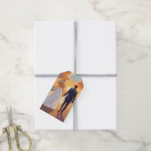 Bruid & Bruidegom Strand Bruiloft Aquarel Cadeaulabel (Met Touw)
