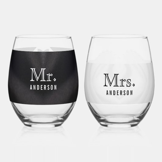 Bruid & Bruidegom Suit Trouwjurk Mr & Mrs. Wijnglas Zonder Voet (Achterkant)