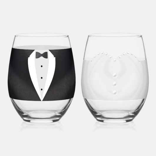 Bruid & Bruidegom Suit Trouwjurk Mr & Mrs. Wijnglas Zonder Voet (Voorkant)