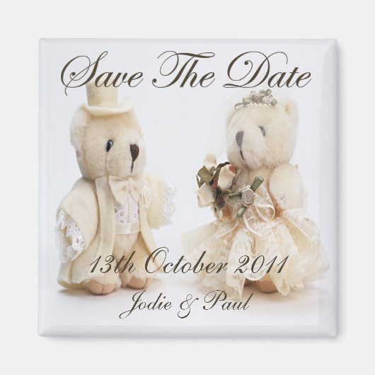 Bruid & bruidegom Teddy Bears - Save The Date Magneet (Voorkant)