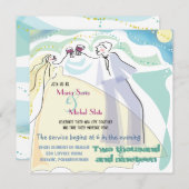 Bruid & Bruidegom Toasting bruiloft uitnodiging Ui (Voorkant / Achterkant)