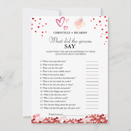 Bruid & bruidegom trivia vrijgezellenfeest spel Ka Aankondiging (Voorkant)