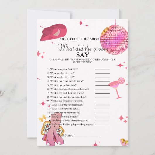 Bruid & bruidegom trivia vrijgezellenfeest spel Ka Aankondiging (Voorkant)