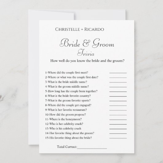 Bruid & bruidegom trivia vrijgezellenfeest spel Ka Aankondiging (Voorkant)