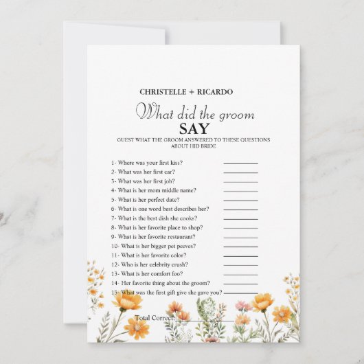 Bruid & bruidegom trivia vrijgezellenfeest spel Ka Aankondiging (Voorkant)