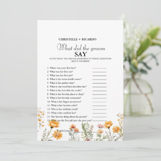 Bruid & bruidegom trivia vrijgezellenfeest spel Ka Aankondiging (Staand voorkant)