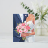 Bruid & Bruidegom Trouwboeket Aquarel Kaart (Staand voorkant)