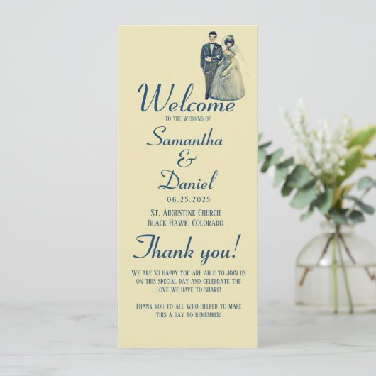  bruid bruidegom trouwceremonie programmakaart (Staand voorkant)