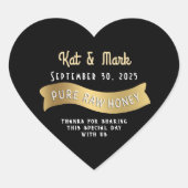 Bruid & Bruidegom Trouwdatum Gouden Banner Hart Ho Hart Sticker (Voorkant)