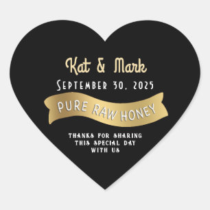 Bruid & Bruidegom Trouwdatum Gouden Banner Hart Ho Hart Sticker