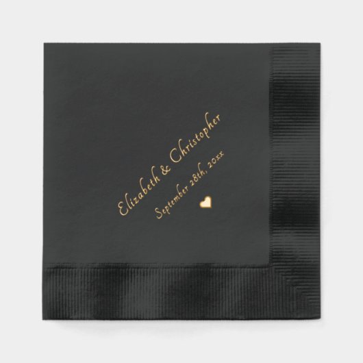 Bruid Bruidegom Trouwdatum Monogram Party Cocktail Folie Servetten (Voorkant)