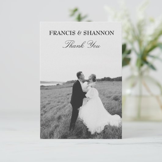 Bruid bruidegom trouwfoto Dank u platte Kaart (Staand voorkant)