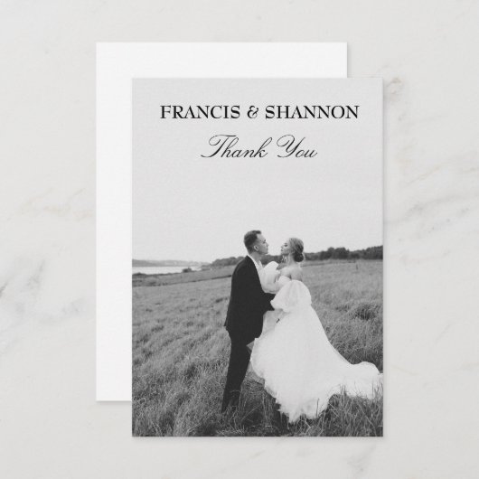 Bruid bruidegom trouwfoto Dank u platte Kaart (Voorkant / Achterkant)