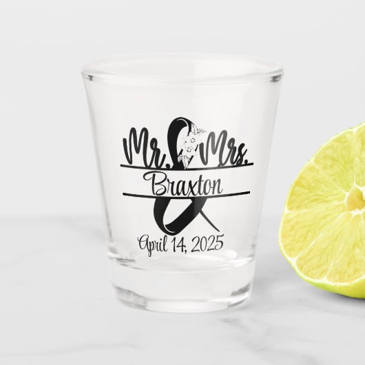 Bruid & Bruidegom Trouwglas Shotglas Shot Glas (Voorkant)