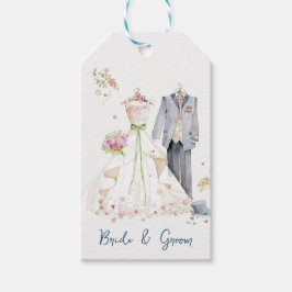 Bruid & bruidegom trouwjurk cadeaulabel