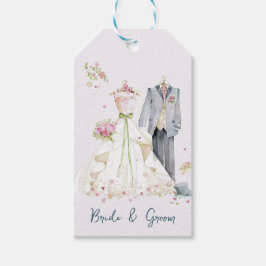 Bruid & bruidegom trouwjurk cadeaulabel