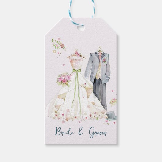 Bruid & bruidegom trouwjurk cadeaulabel (Voorkant)